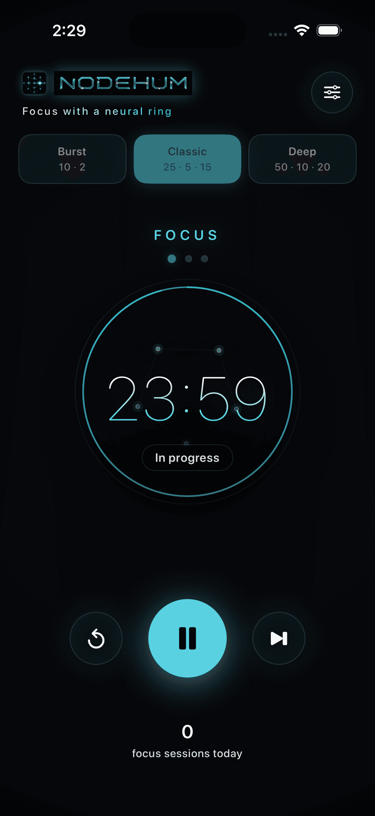 Nodehum Stillpoint running with arc timer